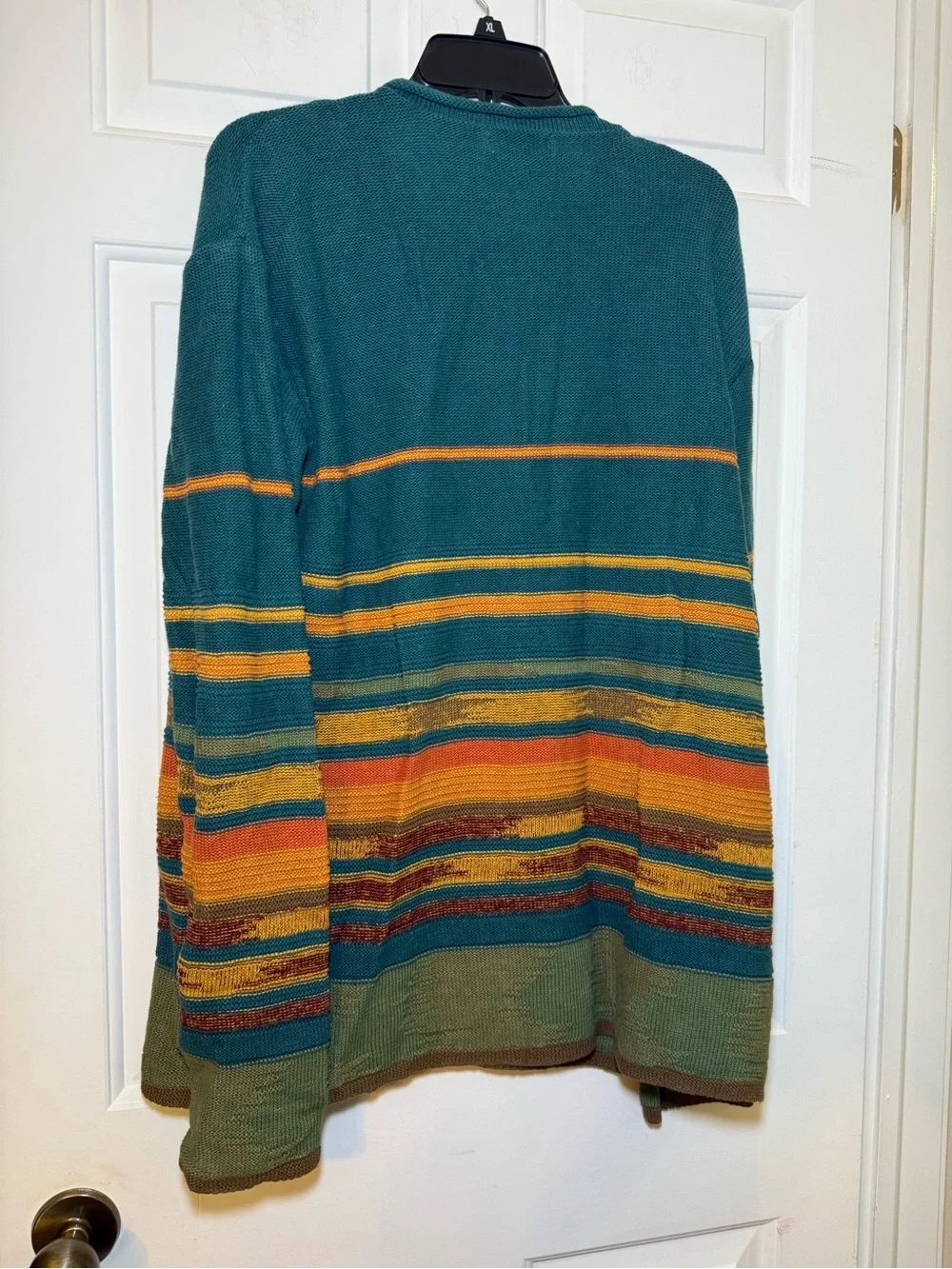 Territory Ahead Mens Large Teal Multicolor Southwestern Stripe Roll Neck Sweater